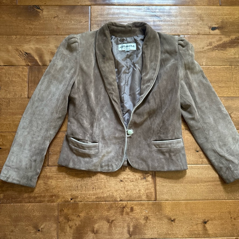 Taupe Suede Single-Button Western Jacket